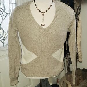 Forever21 Beige Sweater with White Accents
